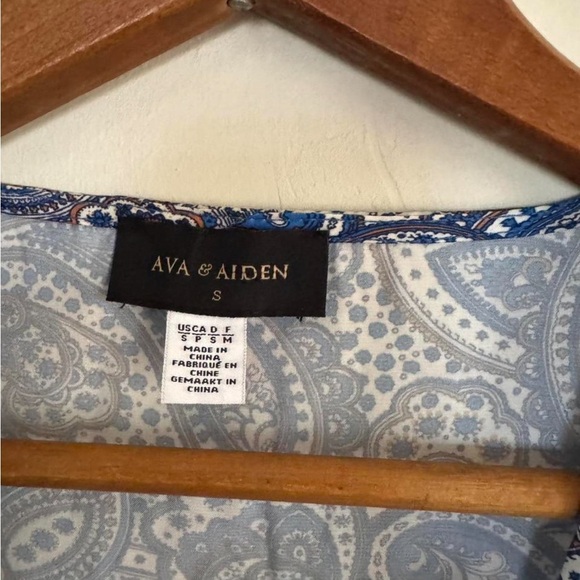 Ava & Aiden Blue Paisley Wrap Blouse - Picture 3 of 6